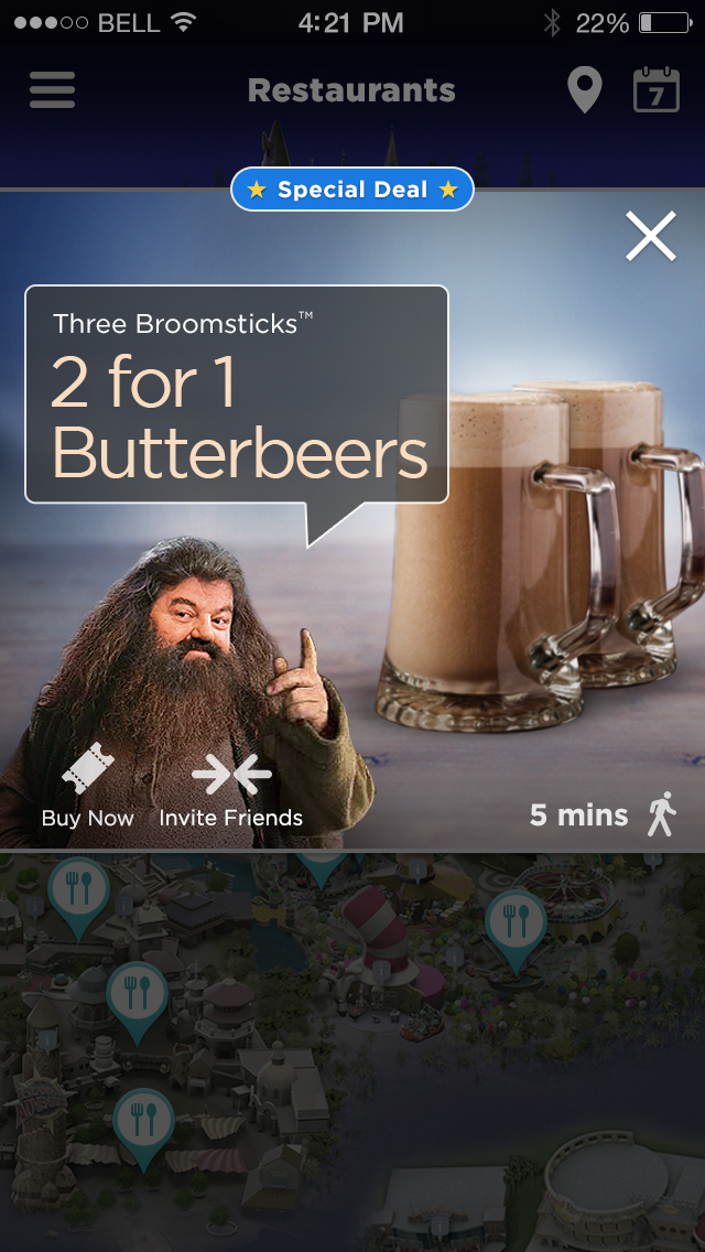 Ad showcasing special 2 for 1 deal for Butterbeer at Three Broomsticks