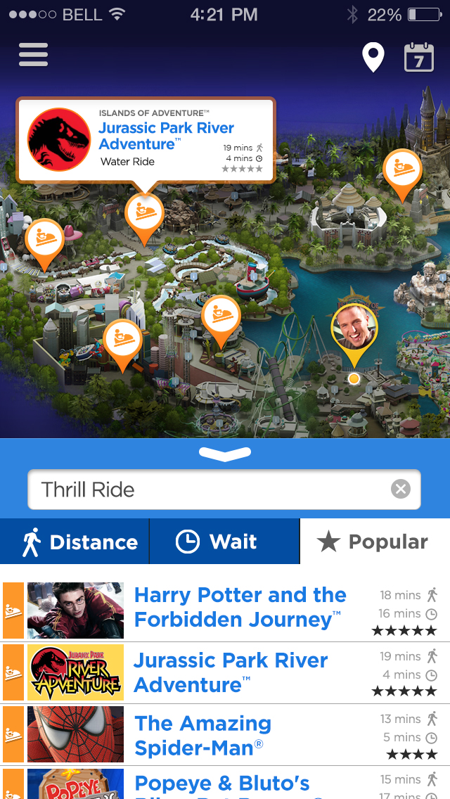 Thill Ride in search bar, popular selected filter applied