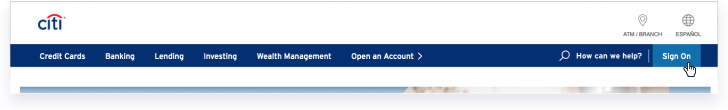 Header with white background; blue citi logo.