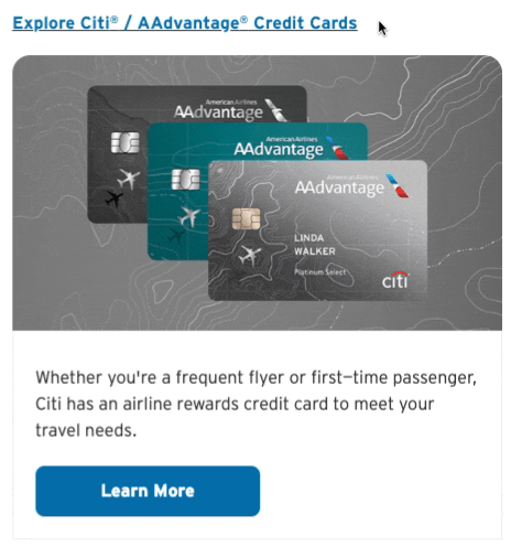 Card instance with pointer item animation showing all the clickable areas