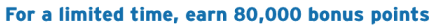 Text: “For a Limited time, earn 80,000 points”. Example of a typical Citi-specific product headline