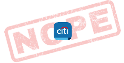 NOPE fade background words with Citi app logo above.