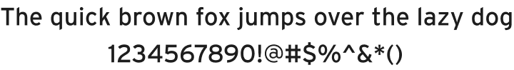 “The quick brown fox jumps over the lazy dog” followed by number and special characters to fully showcase the typeface.