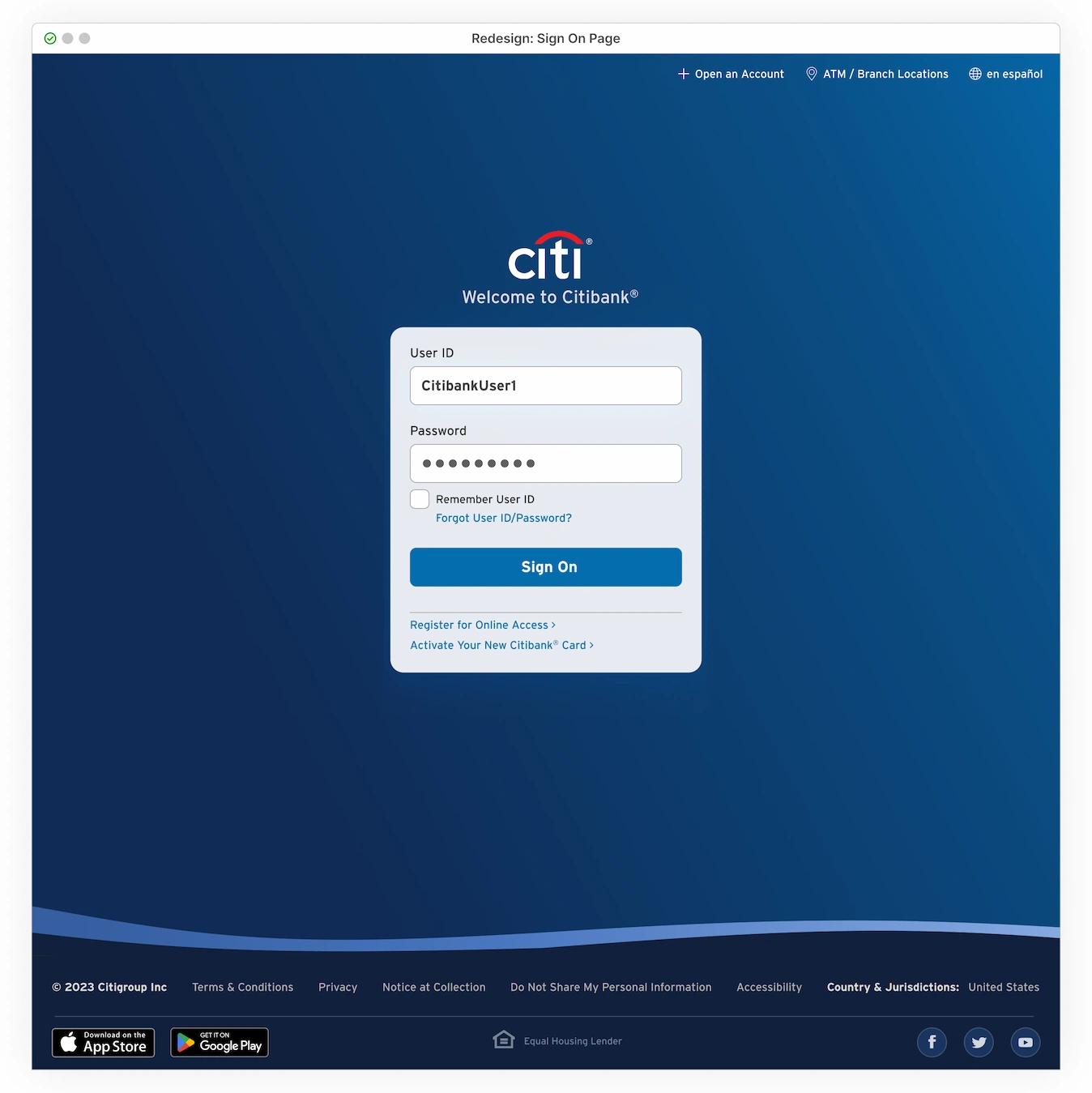 Desktop Citi Help Center View