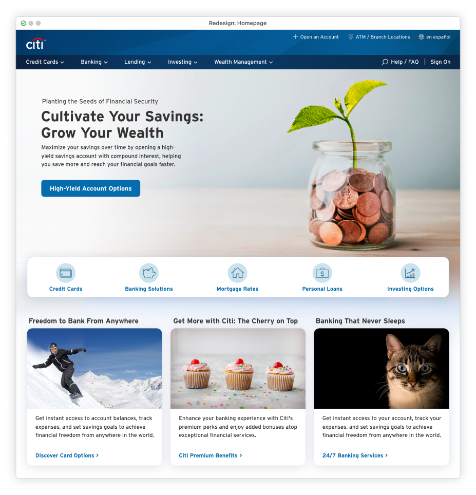 Hero featuring plant in jar with coins as dirt.