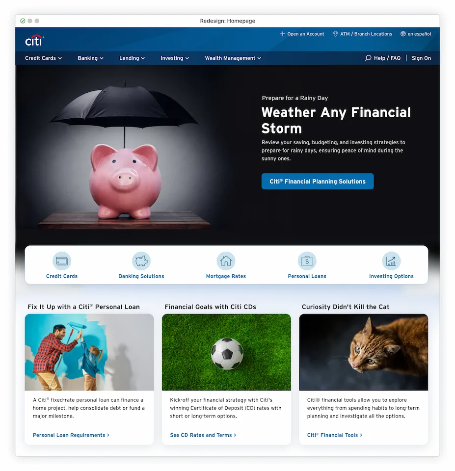 Hero image of piggy bank with protective umbrella while surrounded by darkness with copy'BWeather Any Financial Storm'