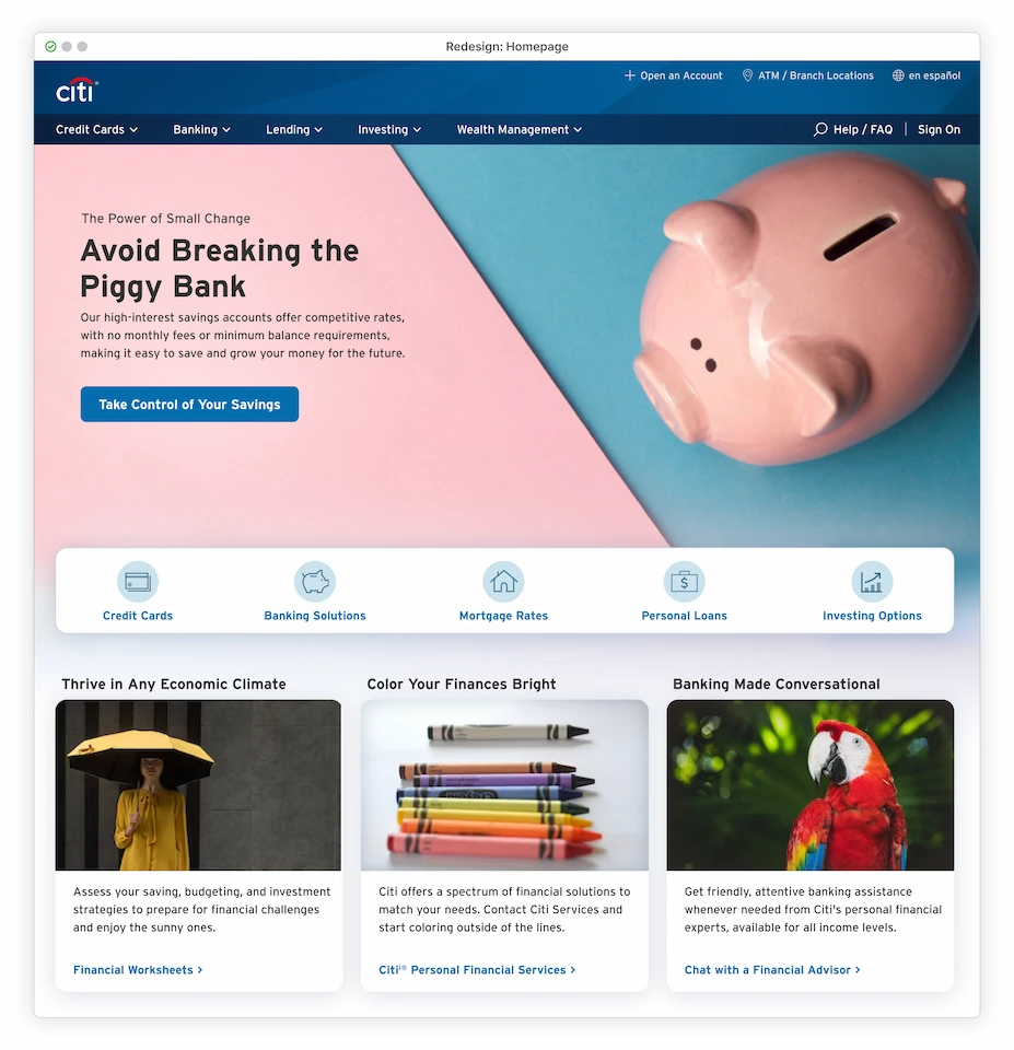 Hero image of overhead perspective of piggy bank  with copy 'Avoid Breaking the Piggy Bank'