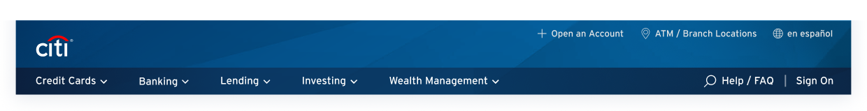 White citi logo on citi branded blue background