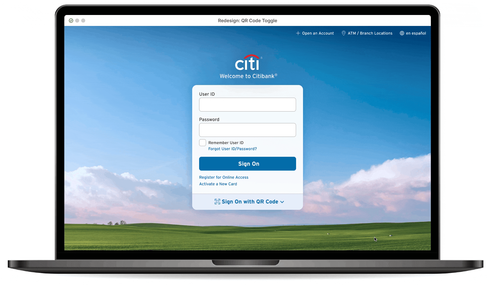 Animated interaction of QR Code Toggle opening directly in the panel, generating the code and then closing the panel