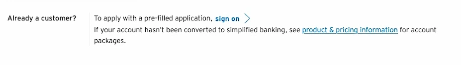 Example of inline link text for Sign On