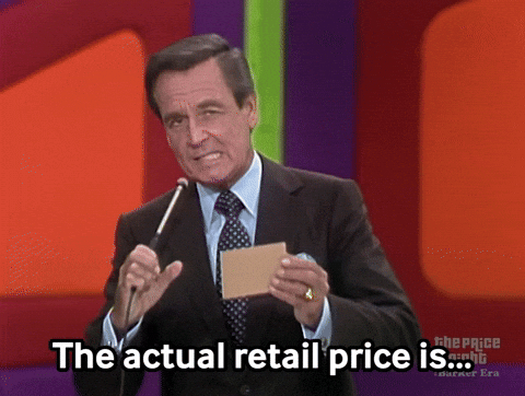 Animated gif of Bob Barker saying 'The actual retail price is...' 