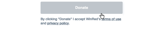 Gray donate button with hand icon hovering over button.
