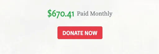 Big red Donate Now button with large green copy located above, reading ‘$670.41 Paid Monthly’