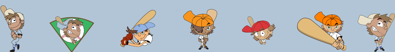 Several variations of a baseball player mascot