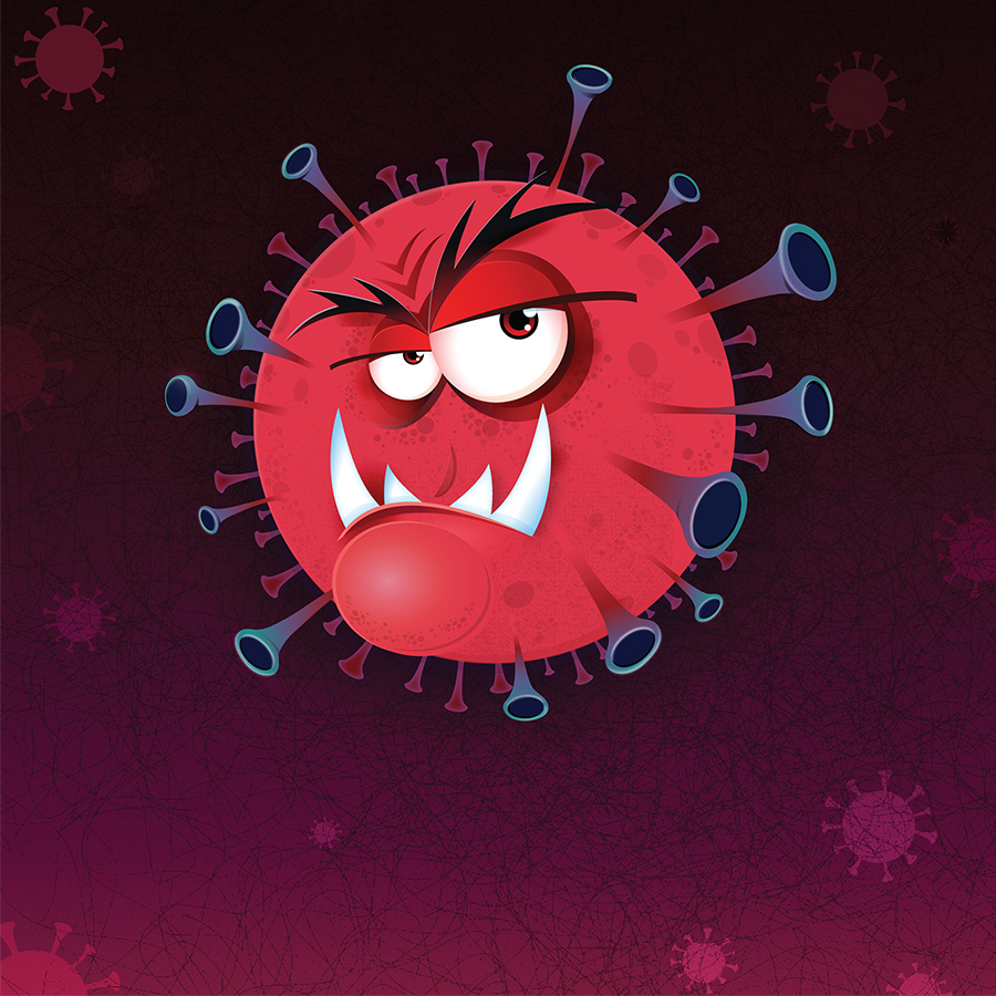 Corona virus as a cartoon character