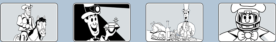 Four smaller square images of Simon