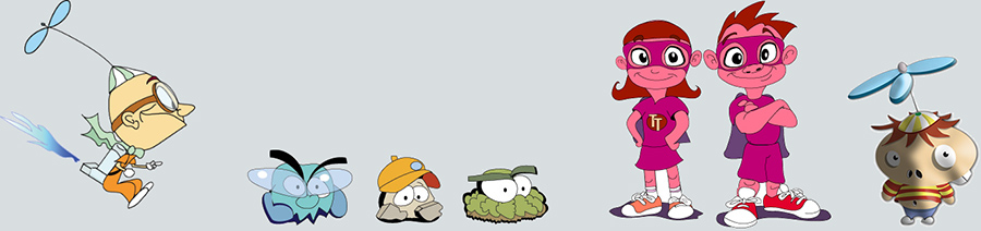 Characters standing side by side