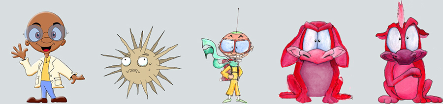 Characters standing side by side