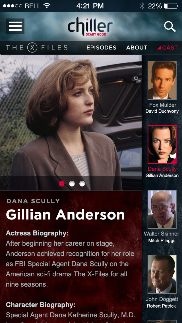 Gillian Anderson, Dana Scully Bio info