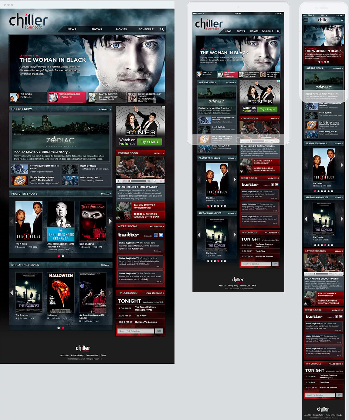 Three homepage comps featuring key breakpoints