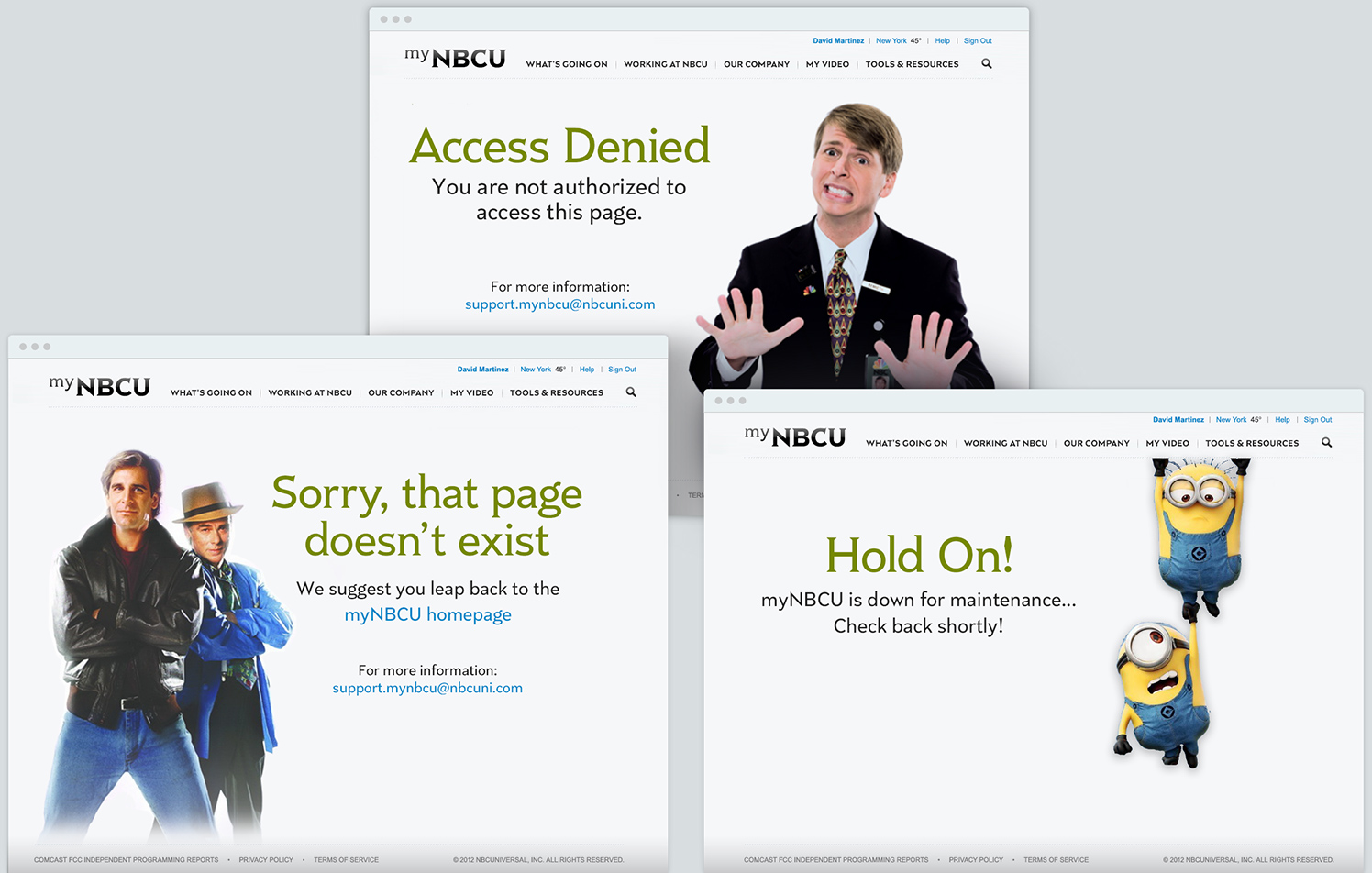 3 pages with different error states
