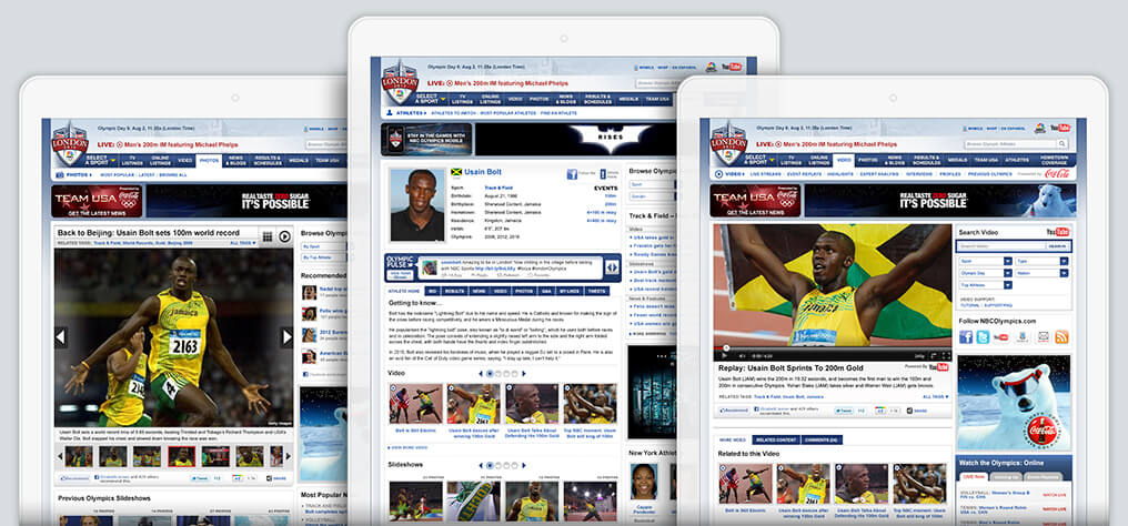 Three pages featuring Usain Bolt