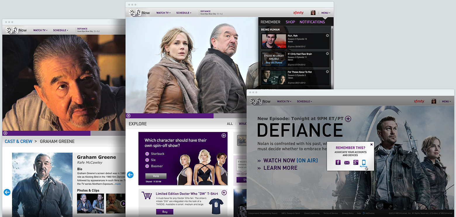 3 pages showing Cast, Explore and Account sync options