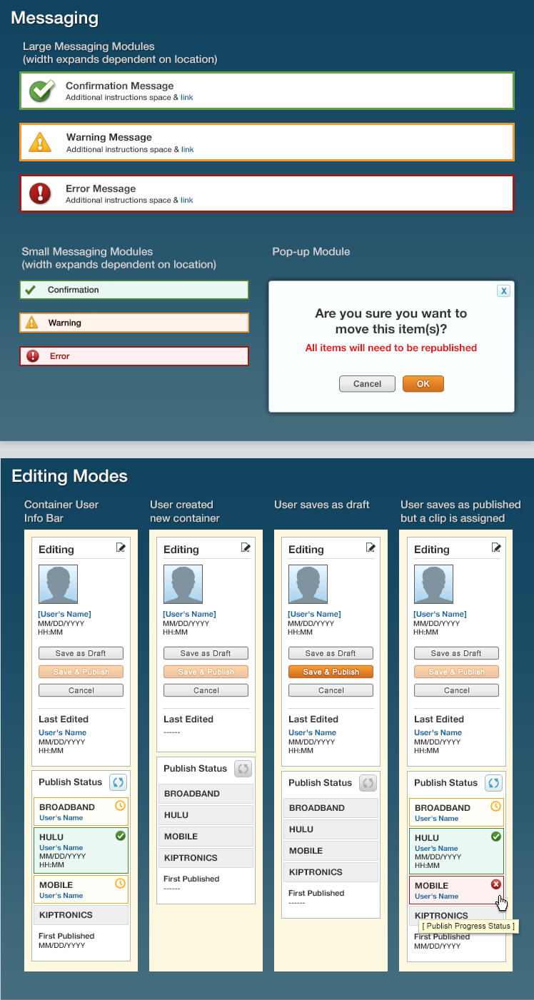 Buttons; editing modes; UI details