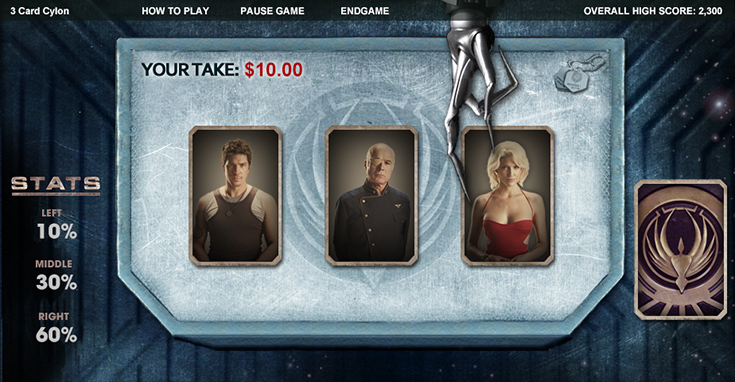 In-game view; showing three cards on game table