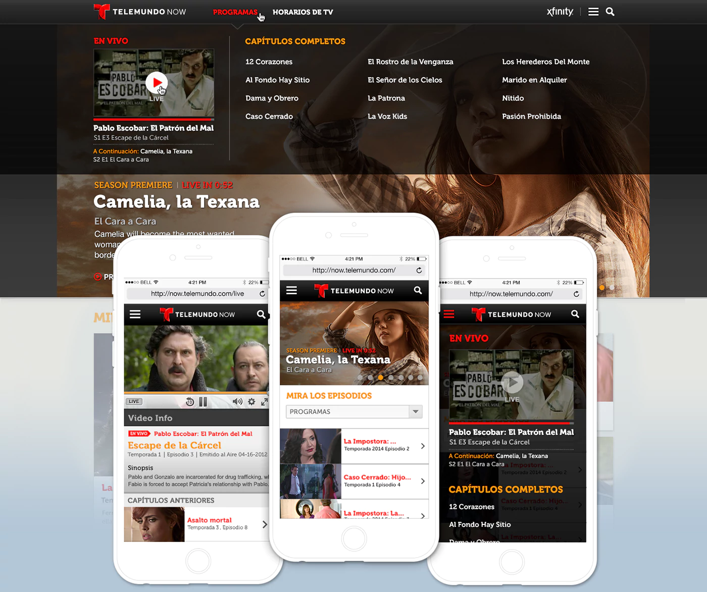 Telemundo Homepage and video player on Desktop and Mobile