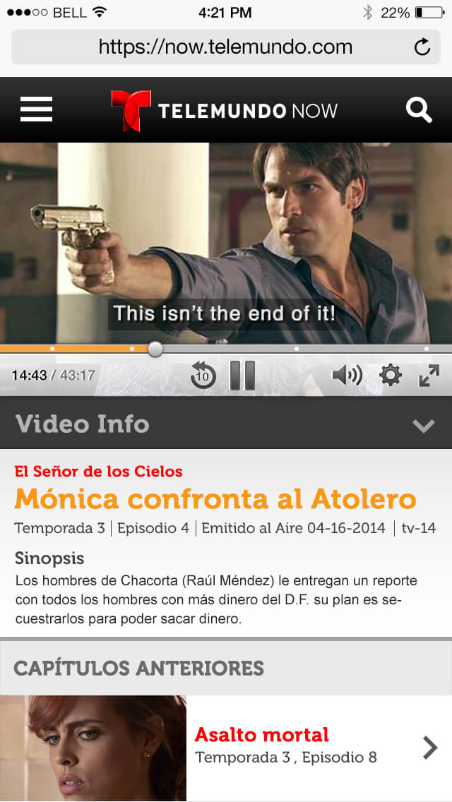 Menu Opened, Show info shown, Video Playing