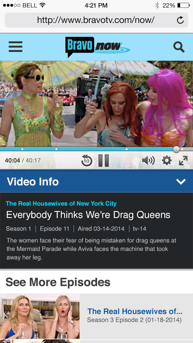 Standard Player with Bravo branding