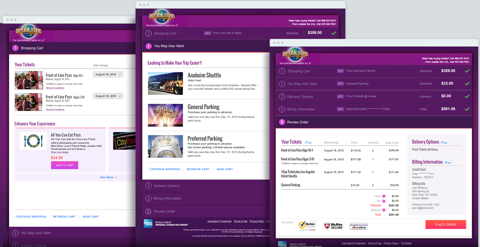 Three views of check-out