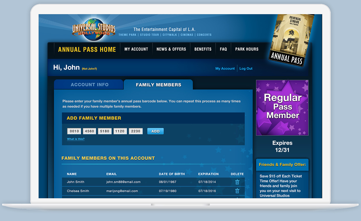 Laptop with Add Family Member tab selected