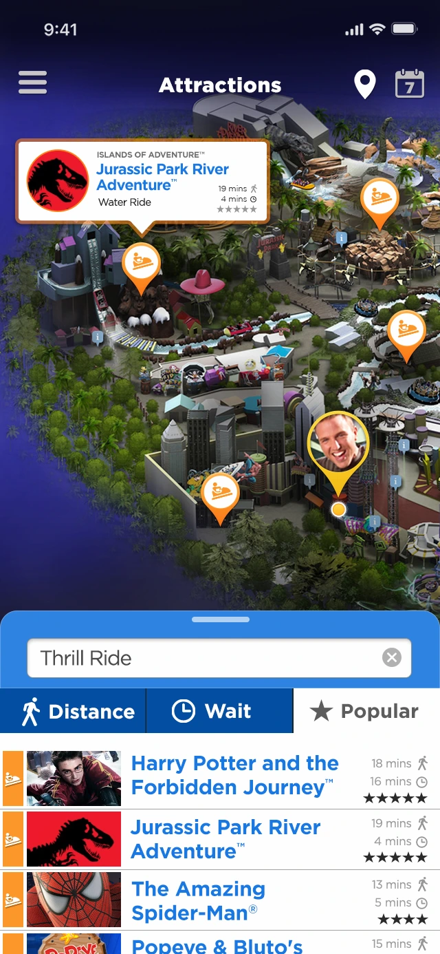 Thill Ride in search bar, popular selected filter applied
