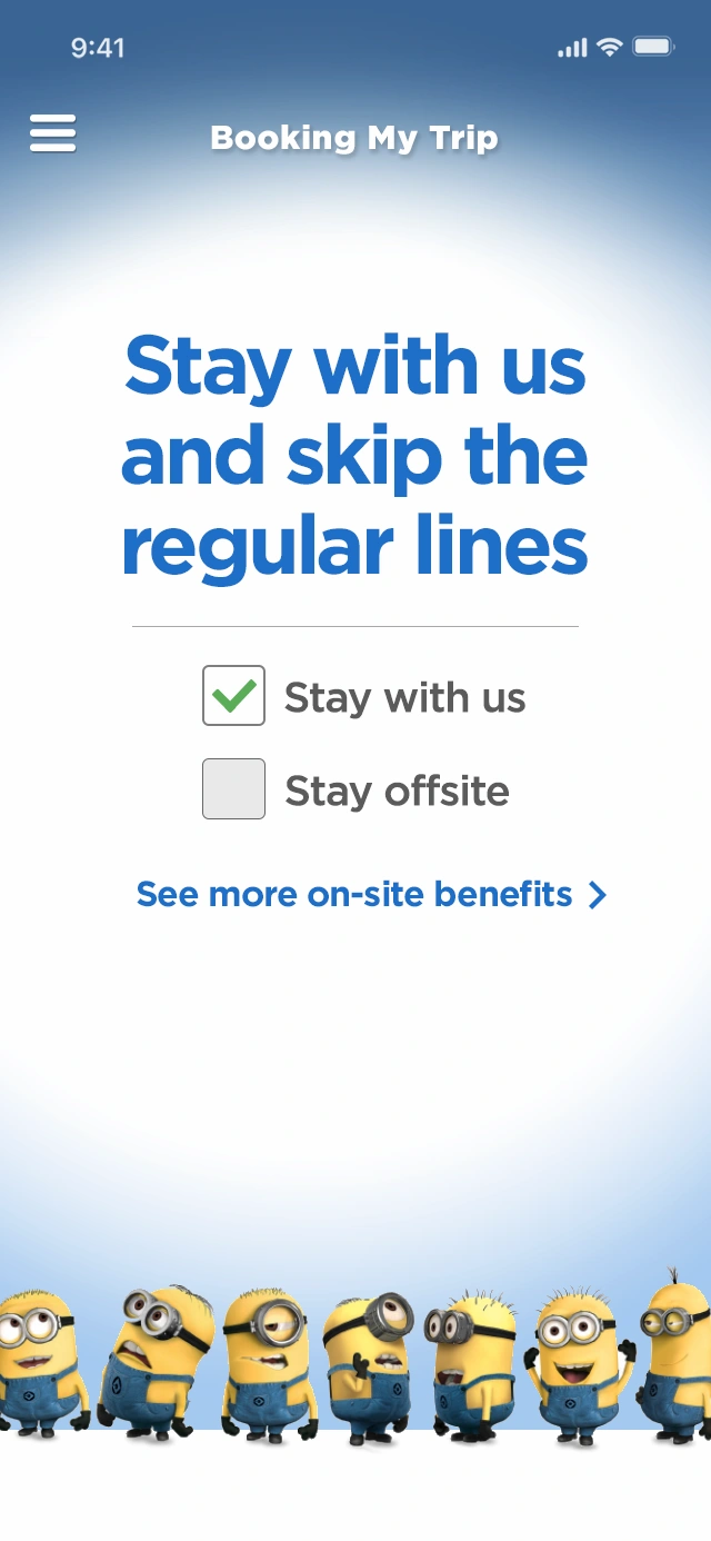 Stay with us option checked, stay offsite uncheck