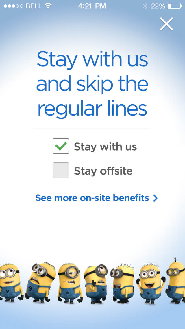 Stay with us option checked, stay offsite uncheck