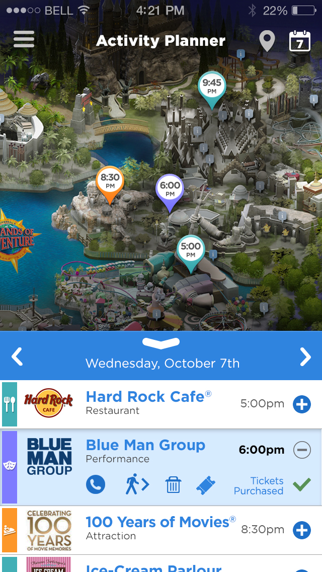 Map of park with marker locations showing all planned activities